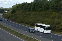 Amadeus Coachways YS02 YXX on the A11/A14 near Newmarket - 1 Sep 2019 (P1040305)
