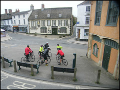 cyclists in the square