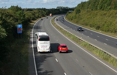 Ambassador Travel (National Express contractor) 212 (BF63 ZSL) on the A11/A14 near Newmarket - 1 Sep 2019 (P1040299)