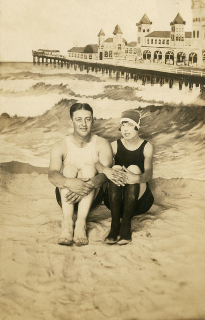 Man and Woman on a Fake Beach, Atlantic City, N.J., July 5, 1925