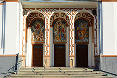 Romania, Maramureș, Entrance to the Biserica Noua in Ieud