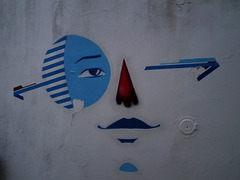 Street art on wall.
