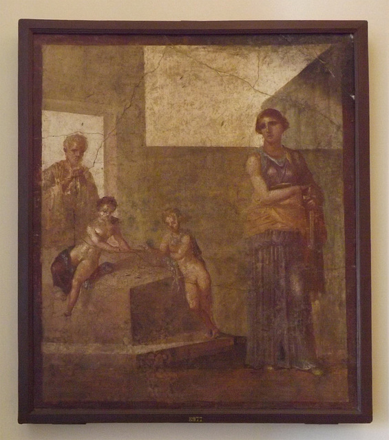 Wall Painting of Medea Planning the Murder of her Children in the Naples Archaeological Museum, July 2012