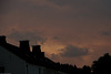Sonnenuntergang mit Gewitterwolken mit Ufo