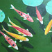 Colorful fish and lotus 3 =Belaj fisxoj kaj lotuso  =연못 속의 비단잉어 3(多色魚與蓮葉 3)_oil on canvas=유채_37.9X45.5cm(8f)_2015_Song Ho
