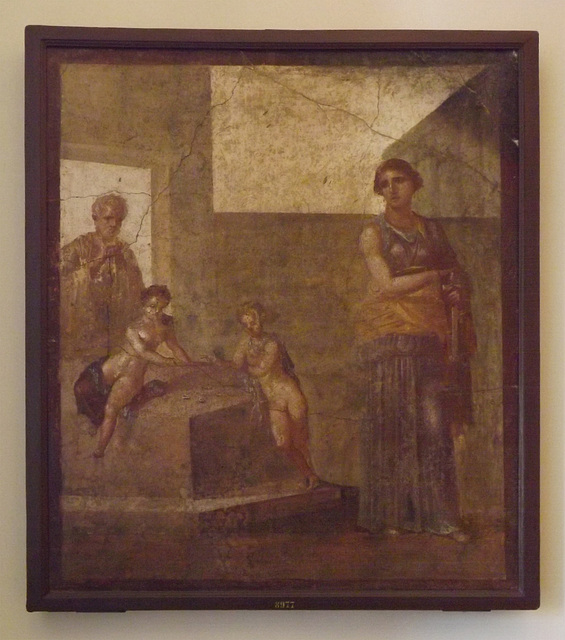 Wall Painting of Medea Planning the Murder of her Children in the Naples Archaeological Museum, July 2012