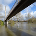Footbridge to flooded car park