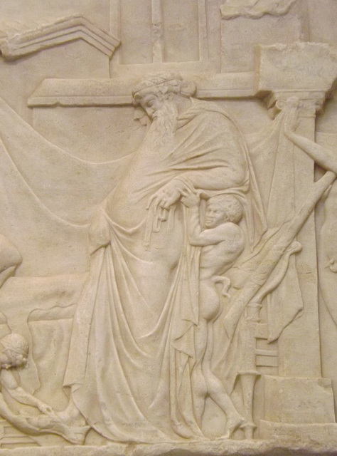 Detail of a Relief with a Representation of the Visit of Dionysos to Ikarios in the Naples Archaeological Museum, July 2012