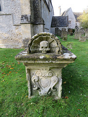 shilton church, oxon (3) skull on bale tomb, late c17, edward tawney