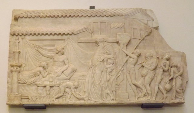 Relief with a Representation of the Visit of Dionysos to Ikarios in the Naples Archaeological Museum, July 2012