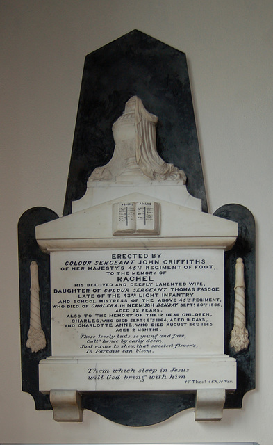 Memorial  to Rachel Griffith, who died of Cholera in Bombay, St Giles' Church, Normanton, Derby, Derbyshire