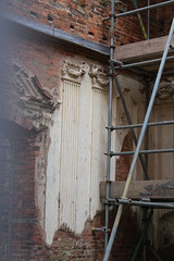 Remains of early eighteenth century plasterwork, Sutton Scarsdale Hall, Derbyshire