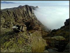 La Sierra de La Cabrera on a foggy day.