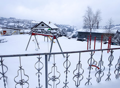 School playground under the snow