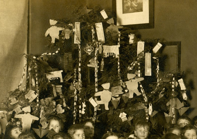 Schoolkids with Their Christmas Tree (Decorations on the Tree)