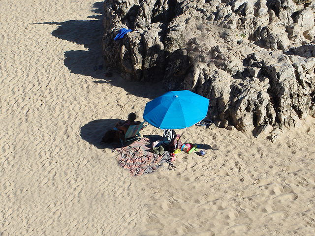 Blue beach umbrella