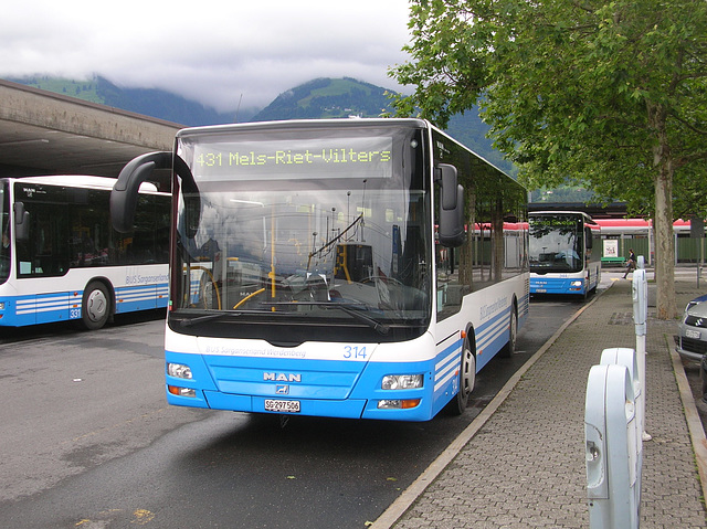 DSCN1984 BUS Sarganserland Werdenberg liveried MAN buses at Sargans - 13 Jun 2008