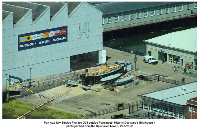 Harbour Pinnace Portsmouth Historic Dockyard from Spinnaker Tower 27 5 2022