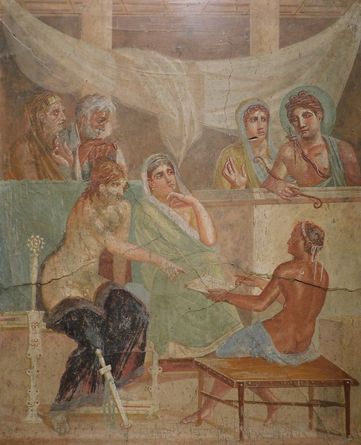 Detail of the Fresco with Admetus and Alcestis from the House of the Tragic Poet in Pompeii, ISAW May 2022