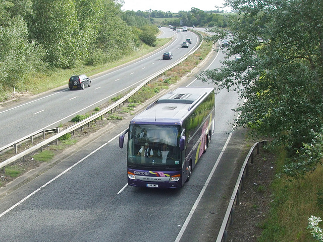 DSCF9079 Eastons Coaches B8 AWE (AF07 MMF) on the A11 at Red Lodge, Suffolk - 5 Aug 2017