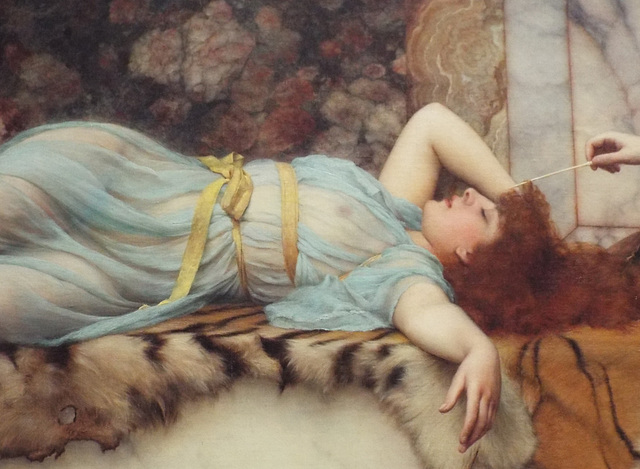 Detail of Mischief and Repose by Godward in the Getty Center, June 2016