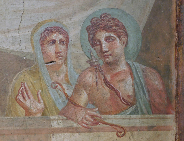 Detail of the Fresco with Admetus and Alcestis from the House of the Tragic Poet in Pompeii, ISAW May 2022