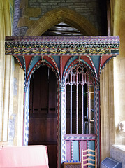 Carved and painted screen