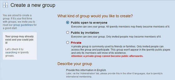 Create a new group - before