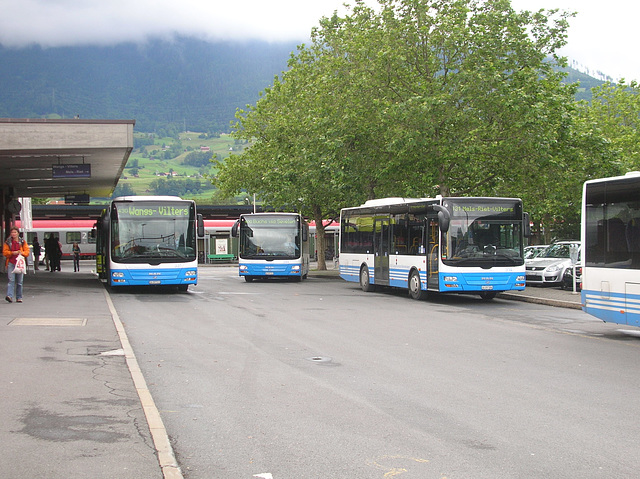 DSCN1987 BUS Sarganserland Werdenberg liveried MAN buses at Sargans - 13 Jun 2008