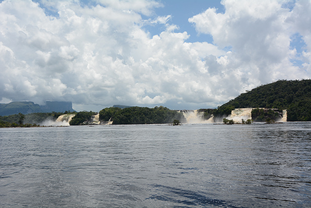 Venezuela, The Lake of Canaima with Waterfalls (from left to right): El Hacha, Vadaima, Golondrina, and Ucaima