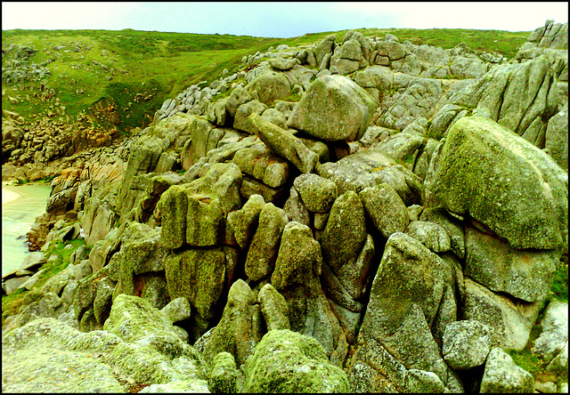 Logan Rock, Trereen Dinas (South). A good scramble to get to the far end of the promontory.