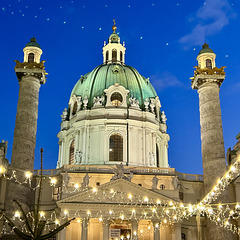 Karlskirche and Cristmas lights.