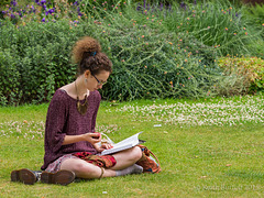 Reading in the park.