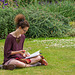 Reading in the park.