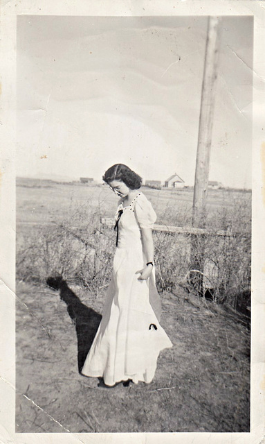 My mother in her prom dress, 1942