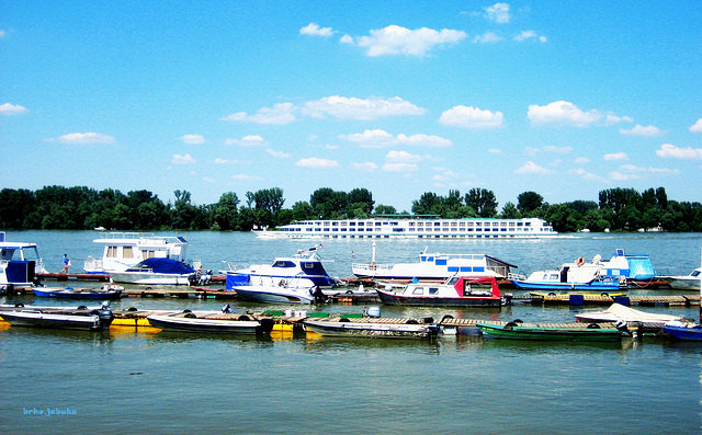 Blue sky over The beautiful blue Danube