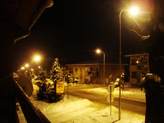 Winter night at the crossroads