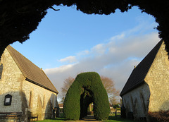 mere cemetery, wilts, mid c19 chapels and yew topiary (1)