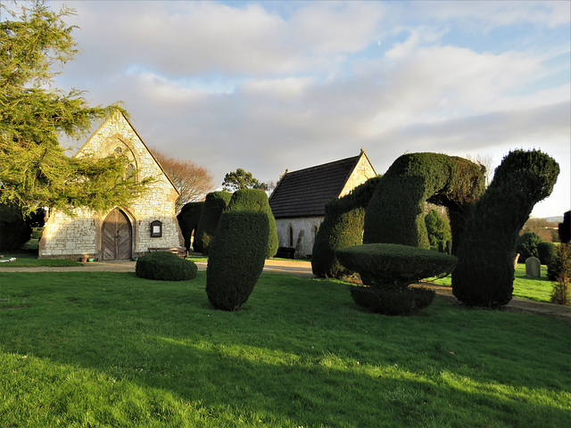mere cemetery, wilts, mid c19 chapels and yew topiary (3)