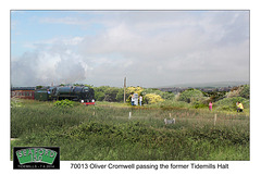 Seaford 150 - 70013 Oliver Cromwell passing Tidemills Halt - 7.6.2014