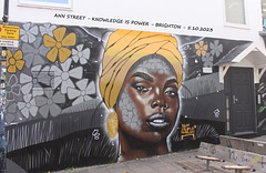 Ann Street, Knowledge is Power wall art, Brighton 5 10 2023 centre
