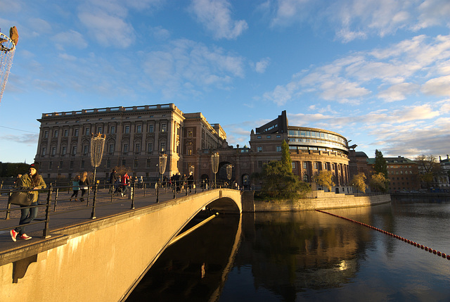 Blick auf Helgeandsholmen und Riksdagshuset