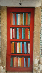 Bookcase on door.