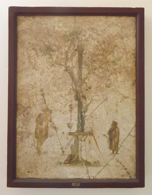 Wall Painting from Pompeii with a Sacrifice to Dionysos in the Naples Archaeological Museum, July 2012