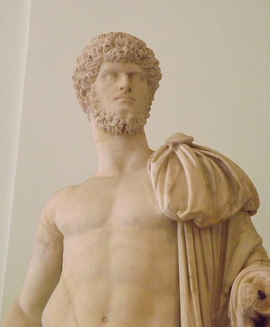 Detail of the Portrait of the Emperor Lucius Verus with the Idealized Body of Diomedes in the Naples Archaeological Museum, July 2012