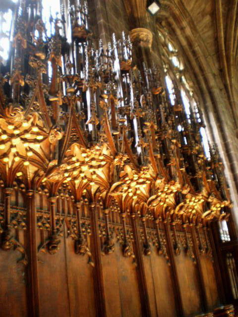 Carved wood above choir stalls.