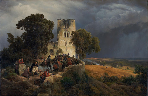 Carl Friedrich Lessing, Belagerung eines Kirchhofs im 30jährigen Kreig, 1848