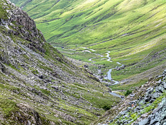 The Honister Pass road from Buttermere winding its way towards the summit