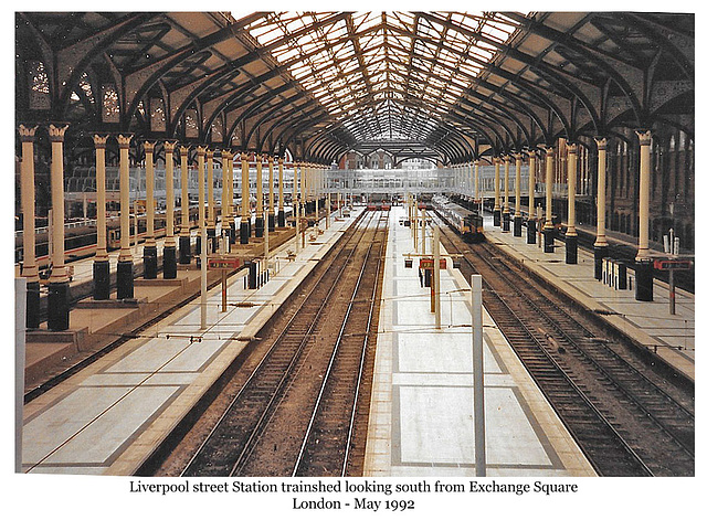 Trainshed from Exchange Square Liverpool Street Station - May 1992