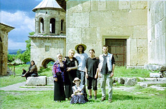With locals, at Gelati monastery